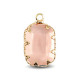 Crystal glass charm rectangle 13mm Pink-gold